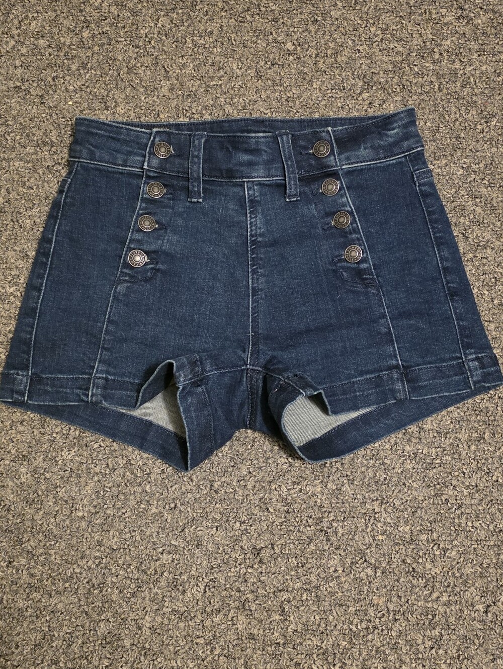 American Eagle Outfitters High-Rise Dark Blue Denim Sailor-Style Shorts